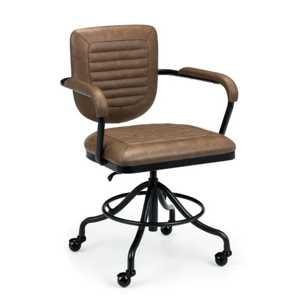 Gehry Upholstered Office Chair – Grey Fabric – Padded Armrests, Adjustable Height