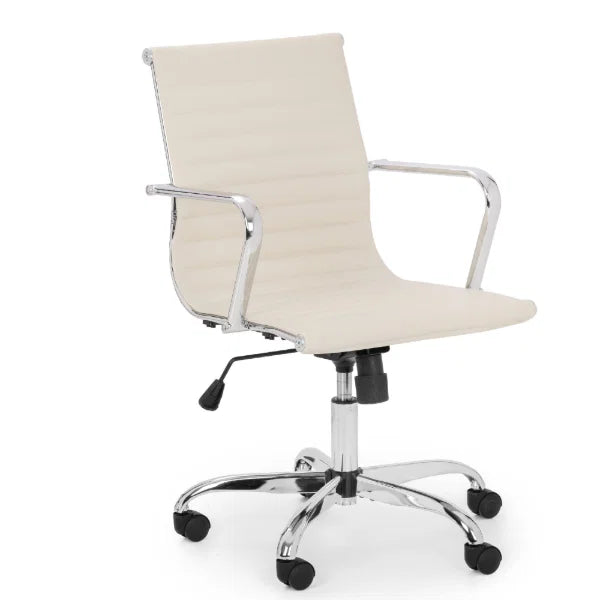 Gio Ivory & Chrome Office Chair – Breathable Mesh Back, Adjustable Height