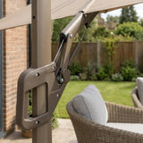 Furnish365 Camber 3m x 3m beige outdoor parasol with solar LED lights in a modern garden setting