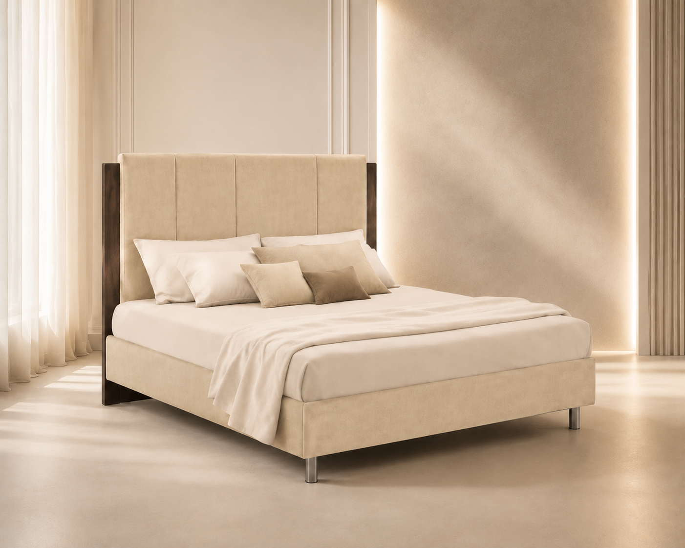 Grand Queen velvet bed in [colour] – close-up of velvet fabric texture
