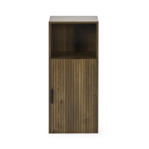 Hampshire Bathroom Storage Cabinet – Walnut Effect – Open Shelf and Cupboard (Pre-order – May)