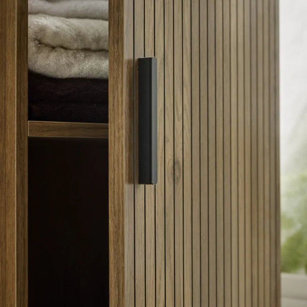 Hampshire Bathroom Storage Cabinet – Walnut Effect – Open Shelf and Cupboard (Pre-order – May)