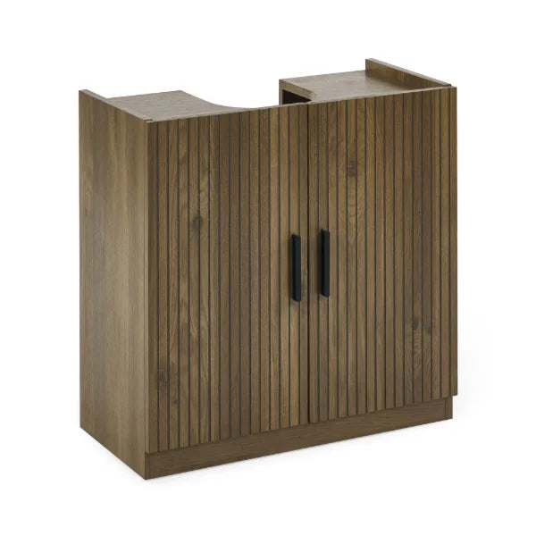 Hampshire Under Sink Bathroom Storage Unit – Walnut Effect – Space-Saving Design with Slatted Door (Pre-order – May)