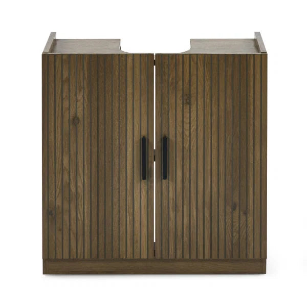 Hampshire Under Sink Bathroom Storage Unit – Walnut Effect – Space-Saving Design with Slatted Door (Pre-order – May)