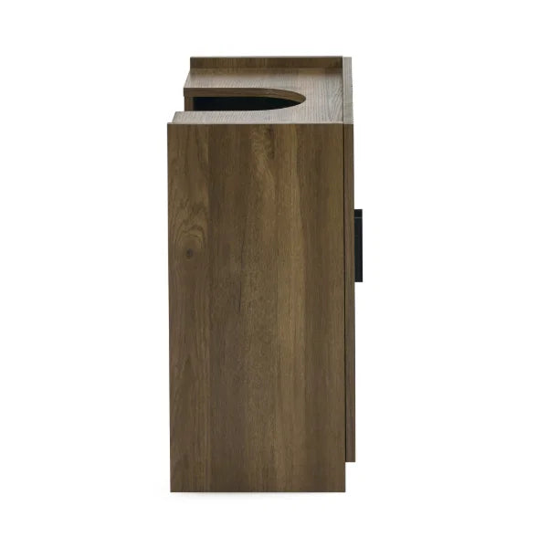 Hampshire Under Sink Bathroom Storage Unit – Walnut Effect – Space-Saving Design with Slatted Door (Pre-order – May)