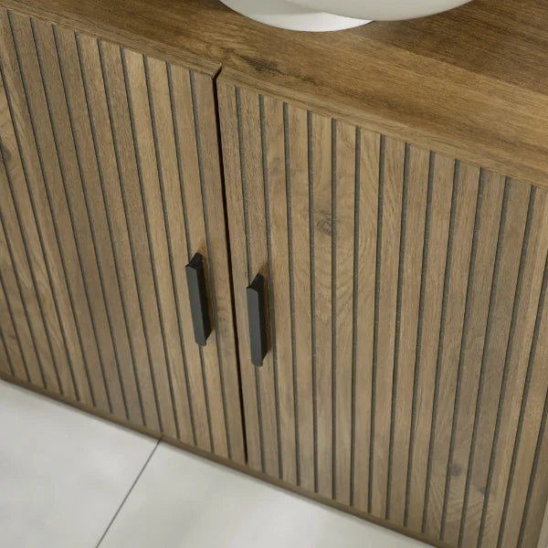 Hampshire Under Sink Bathroom Storage Unit – Walnut Effect – Space-Saving Design with Slatted Door (Pre-order – May)