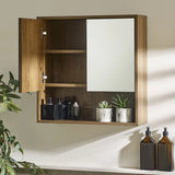 	Julian Bowen Hampshire walnut mirrored bathroom wall cabinet in a modern bathroom setting