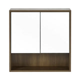 	Julian Bowen Hampshire walnut mirrored bathroom wall cabinet in a modern bathroom setting