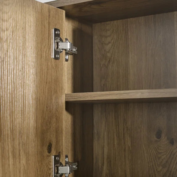 Hampshire Mirrored Bathroom Wall Cabinet – Walnut Effect – Mirrored Storage with Open Shelf (Pre-order – May)