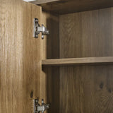 	Julian Bowen Hampshire walnut mirrored bathroom wall cabinet in a modern bathroom setting