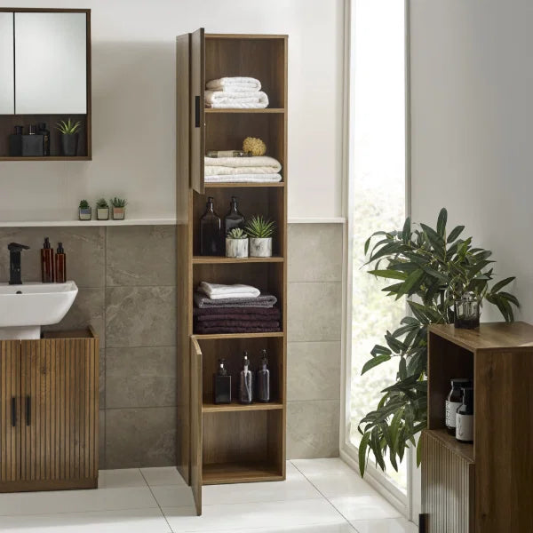 Hampshire Tall Bathroom Cabinet – Walnut Effect – Space-Saving Vertical Storage (Pre-order – May)