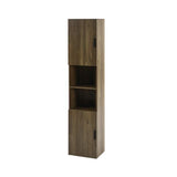 Julian Bowen Hampshire tall walnut bathroom cabinet in a modern bathroom setting
