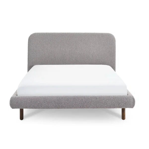 Hannah Boucle Bed – Grey Boucle – Curved Bed with Luxurious Textured Upholstery