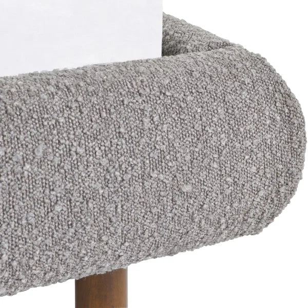 Hannah Boucle Bed – Grey Boucle – Curved Bed with Luxurious Textured Upholstery