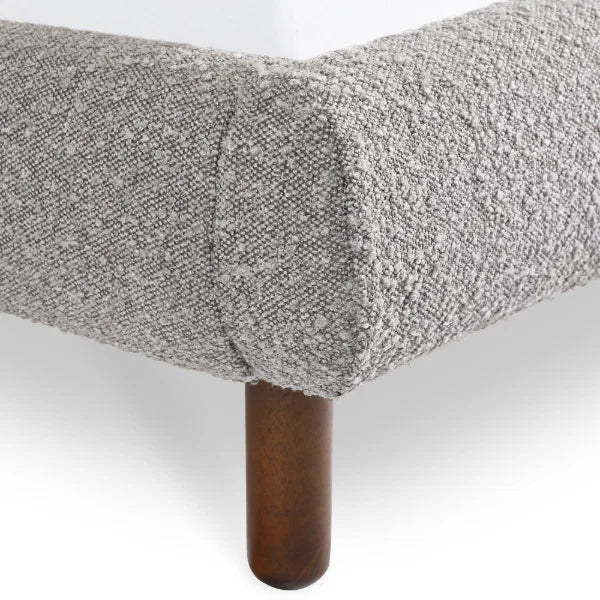 Hannah Boucle Bed – Grey Boucle – Curved Bed with Luxurious Textured Upholstery