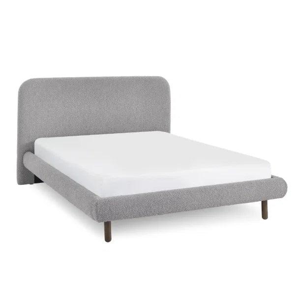 Hannah Boucle Bed – Grey Boucle – Curved Bed with Luxurious Textured Upholstery