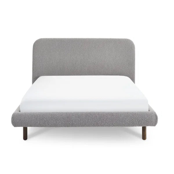 Hannah Boucle Bed – Grey Boucle – Curved Bed with Luxurious Textured Upholstery