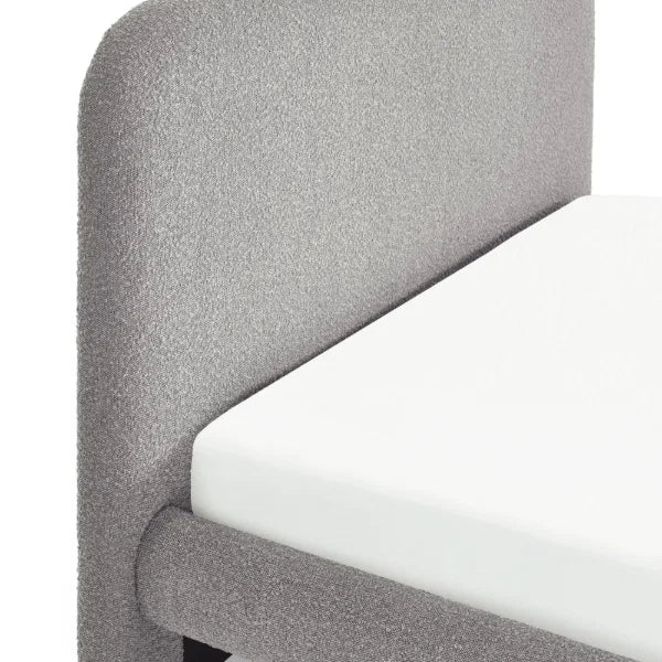 Hannah Boucle Bed – Grey Boucle – Curved Bed with Luxurious Textured Upholstery