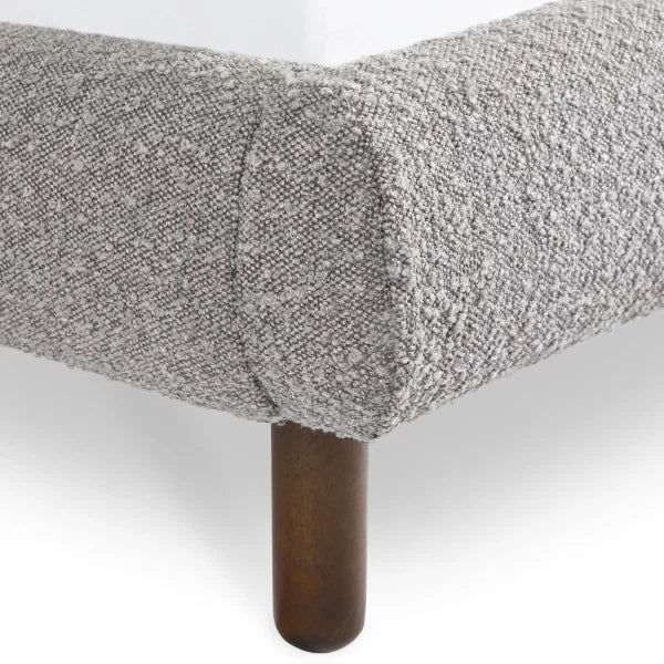 Hannah Boucle Bed – Grey Boucle – Curved Bed with Luxurious Textured Upholstery