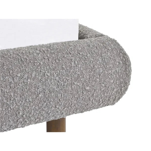 Hannah Boucle Bed – Grey Boucle – Curved Bed with Luxurious Textured Upholstery