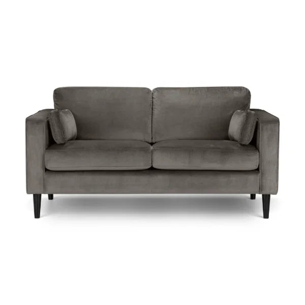 Hayward Velvet 2 Seater Sofa – Grey – Luxury Compact Design