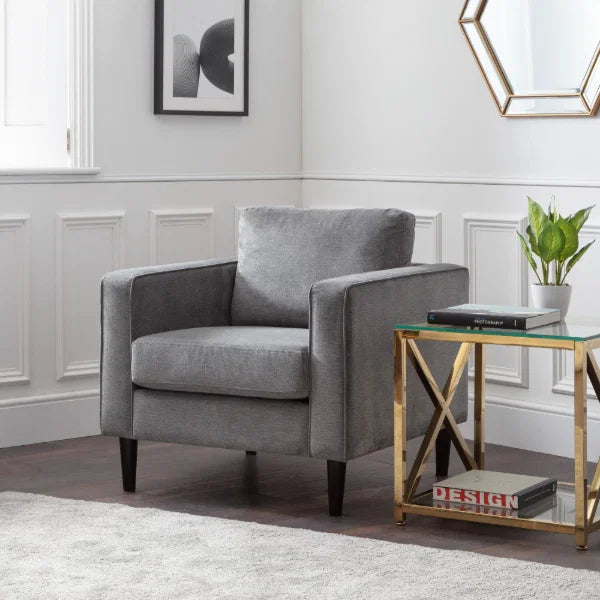 Hayward Chair – Grey Chenille – Comfortable Armchair for Reading Corners