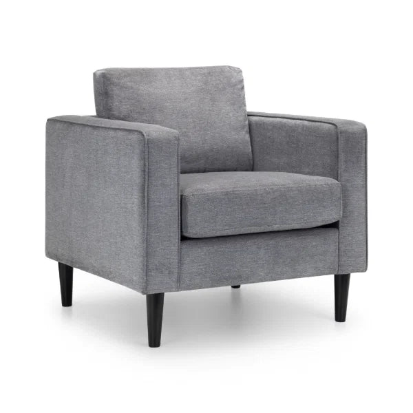 Hayward Chair – Grey Chenille – Comfortable Armchair for Reading Corners