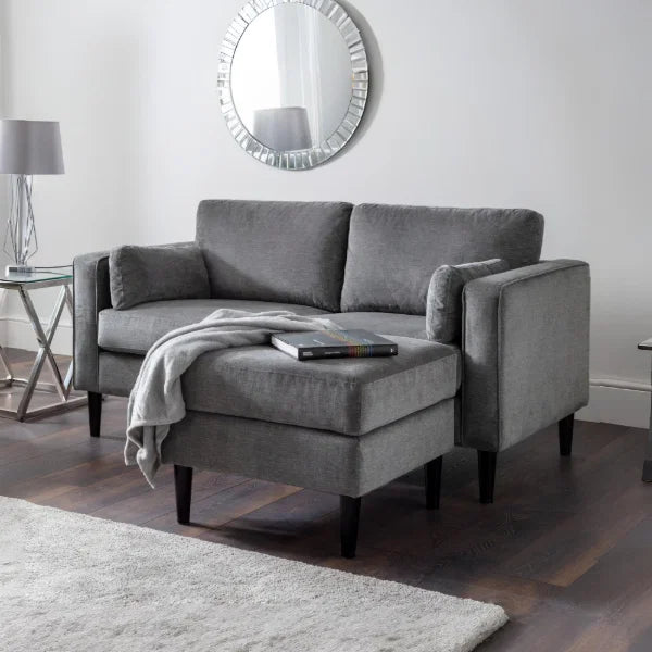 Hayward 2 Seater Sofa – Grey Chenille – Cosy and Durable Compact Sofa