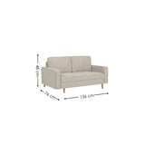 Henrietta beige 2 seater sofa with tufted seat cushions in a modern living room setting
