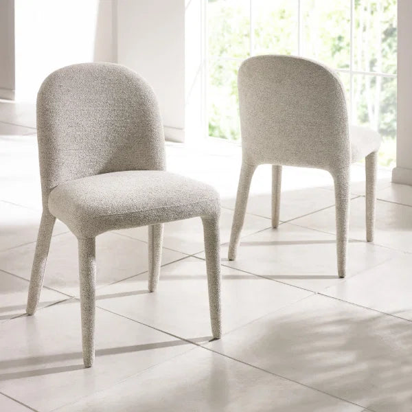 	Holly set of 2 pearl sand chenille dining chairs in a modern dining room setting