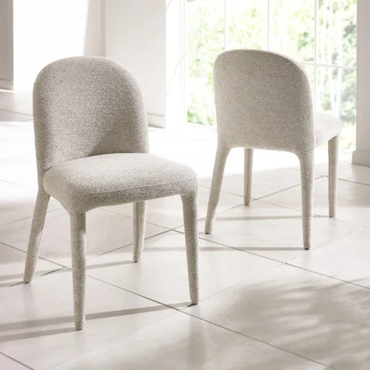 	Holly set of 2 pearl sand chenille dining chairs in a modern dining room setting