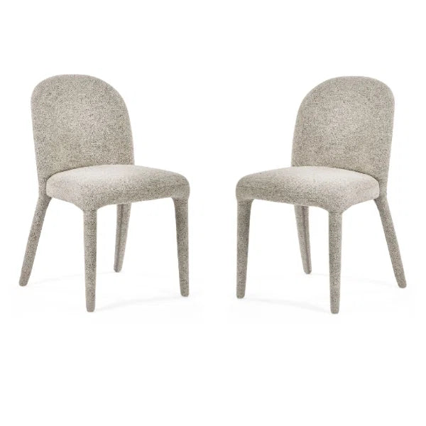 	Holly set of 2 pearl sand chenille dining chairs in a modern dining room setting