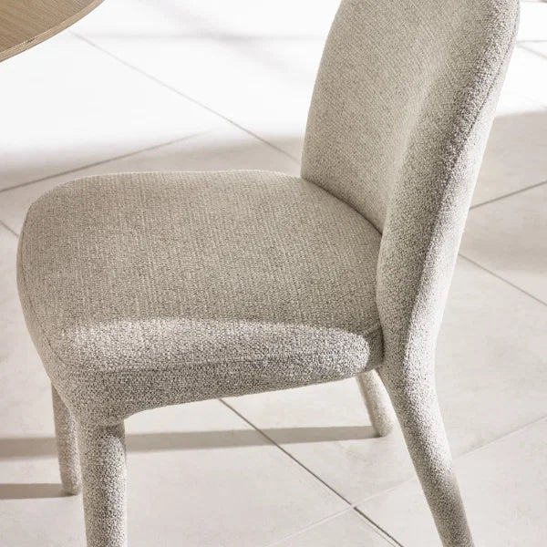 	Holly set of 2 pearl sand chenille dining chairs in a modern dining room setting