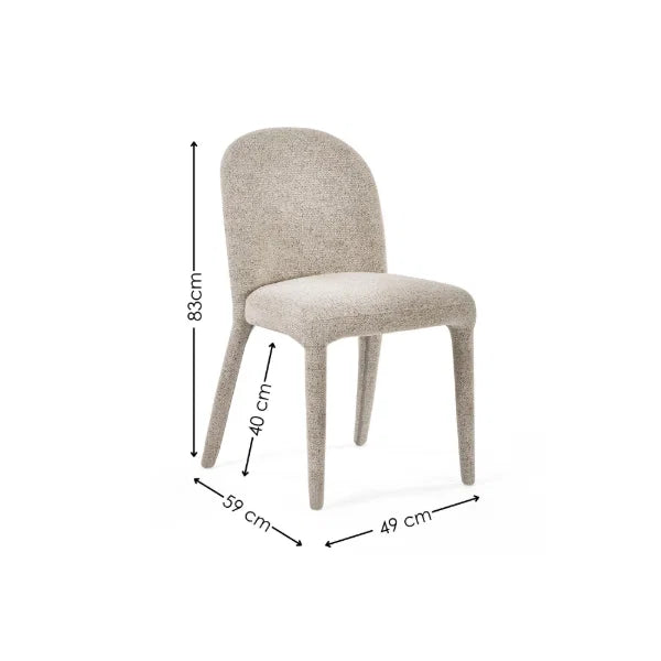 	Holly set of 2 pearl sand chenille dining chairs in a modern dining room setting
