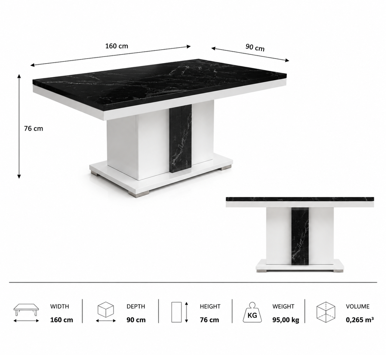 Heavy‑duty wood dining table – Italian design, spacious and durable for busy family life