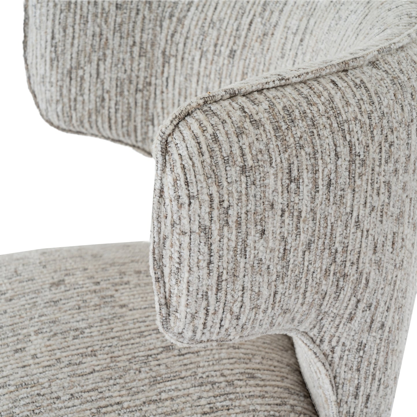	Hill Interiors Avia mist grey barstool from behind showing the contoured backrest and wooden frame