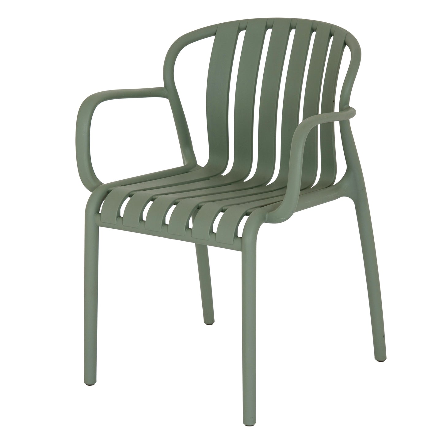 	Hill Interiors Axis French grey plastic carver chair with armrests, placed in a modern dining setting