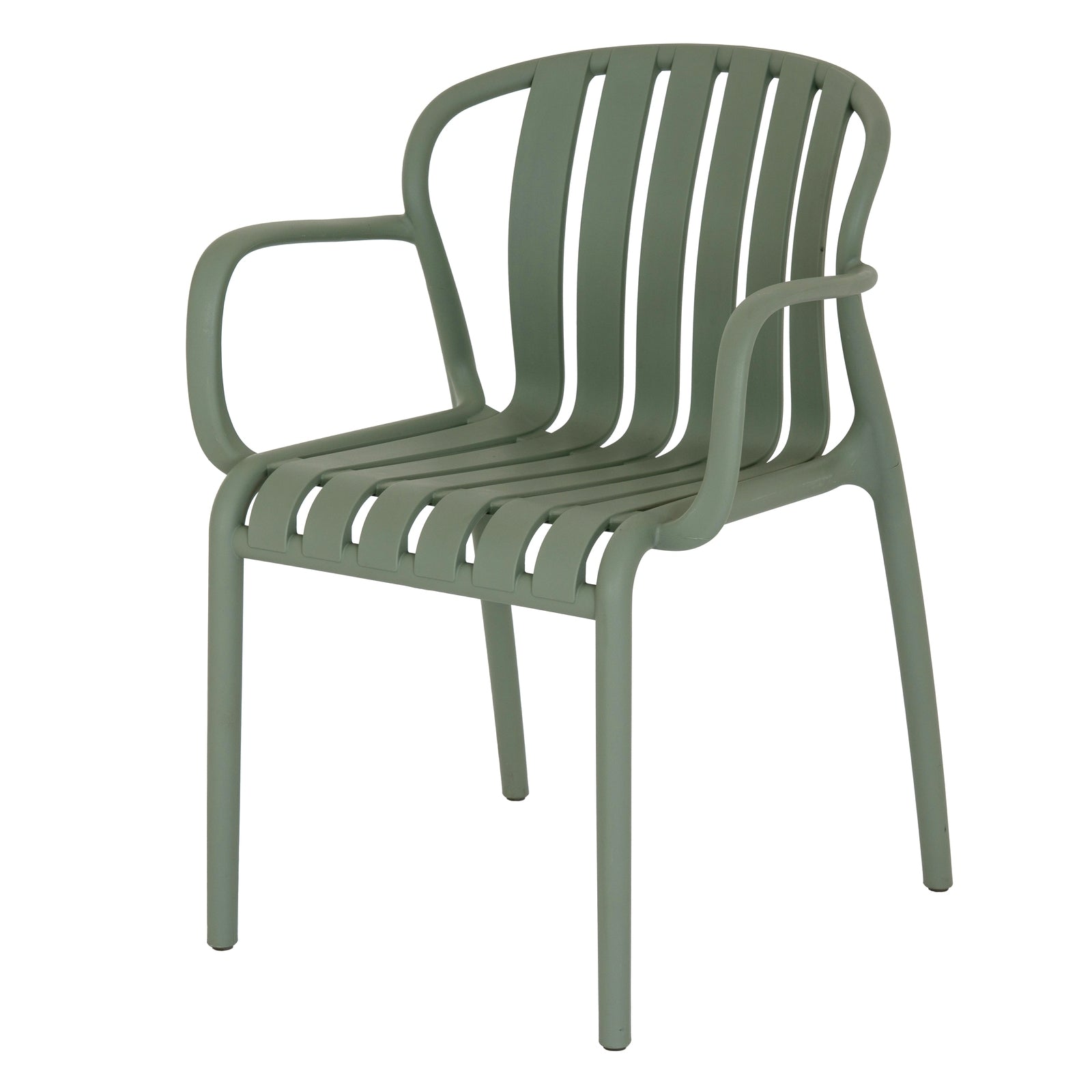 	Hill Interiors Axis French grey plastic carver chair with armrests, placed in a modern dining setting