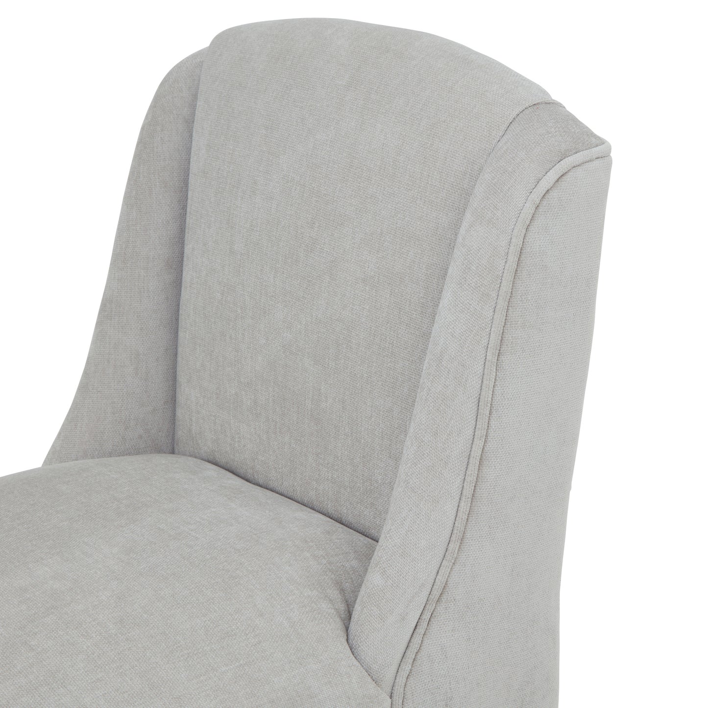 Hill Interiors Compton grey barstool from behind showing the contoured backrest and wooden frame