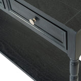 Hill Interiors Contour Collection black wooden console table in a modern hallway setting