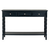 Hill Interiors Contour Collection console table with three drawers open showing storage space