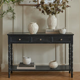 Hill Interiors Contour Collection three drawer black wooden console table
