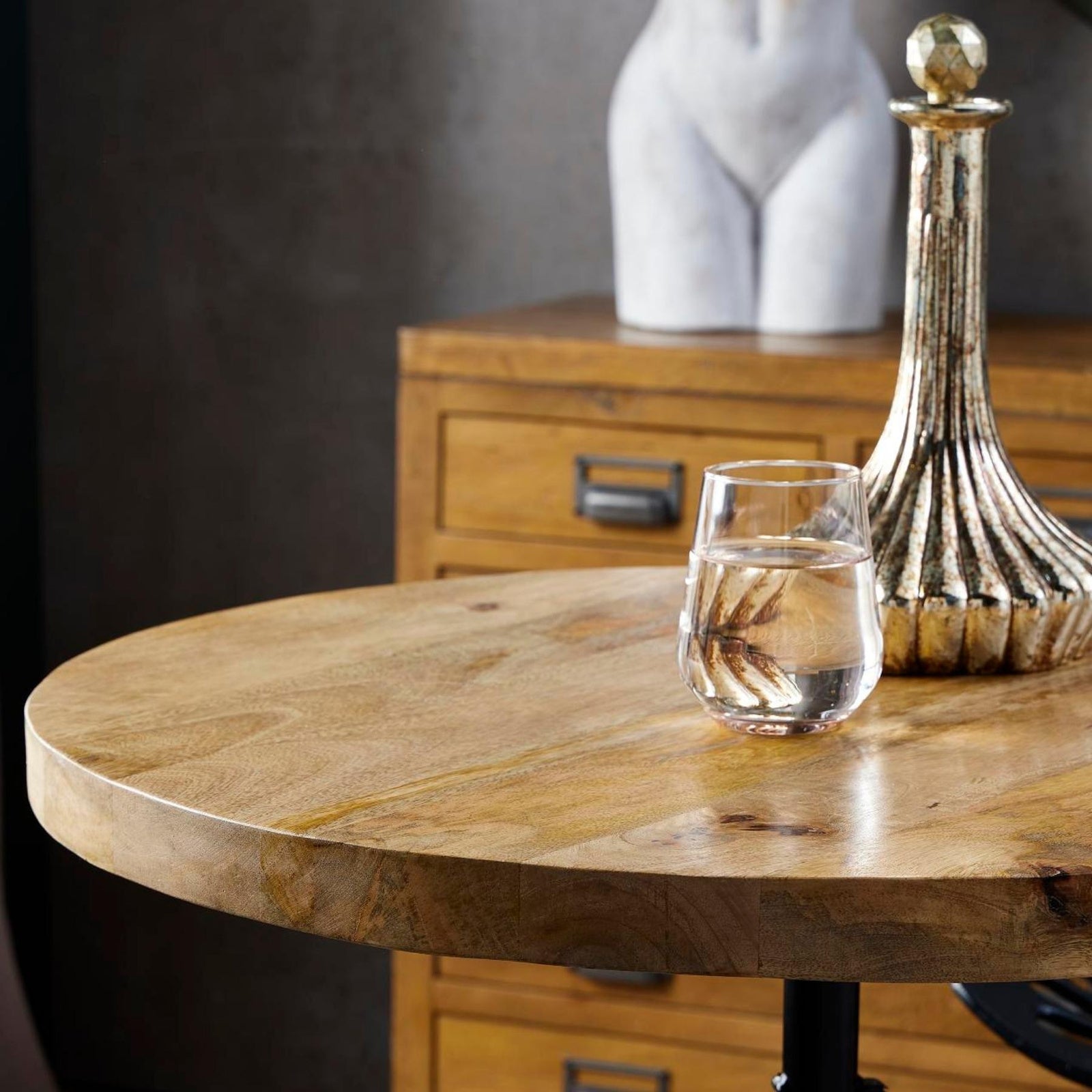 Hill Interiors Draftsman table from behind showing the crank mechanism and metal frame