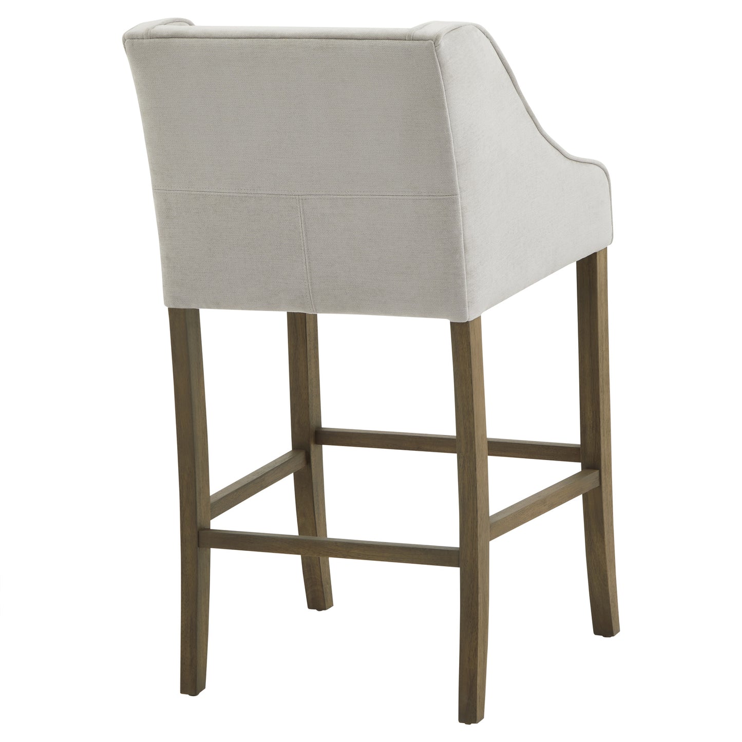 Hill Interiors Epsom grey barstool from behind showing the contoured backrest and wooden frame