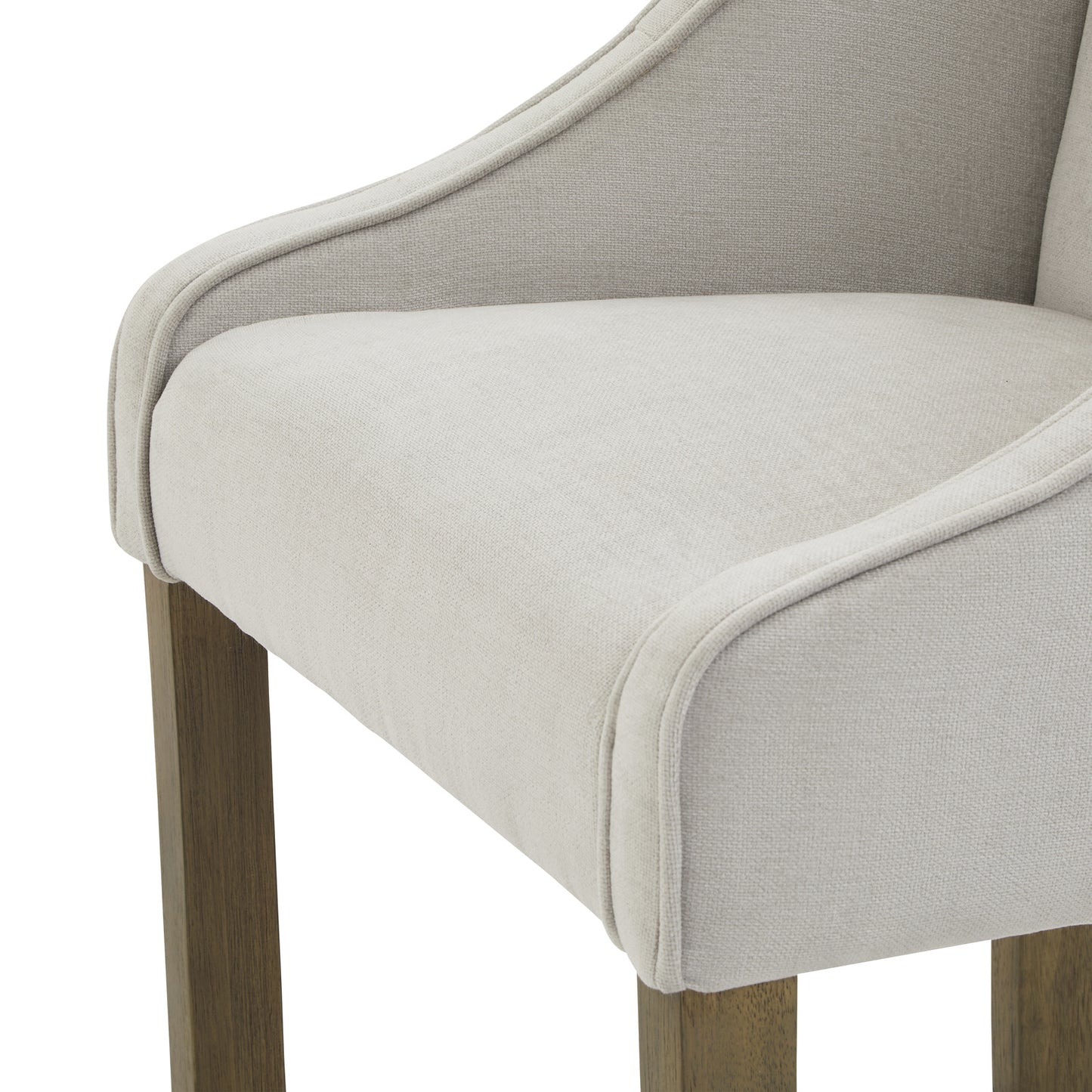 Hill Interiors Epsom grey barstool showing the seat cushion thickness and overall proportions