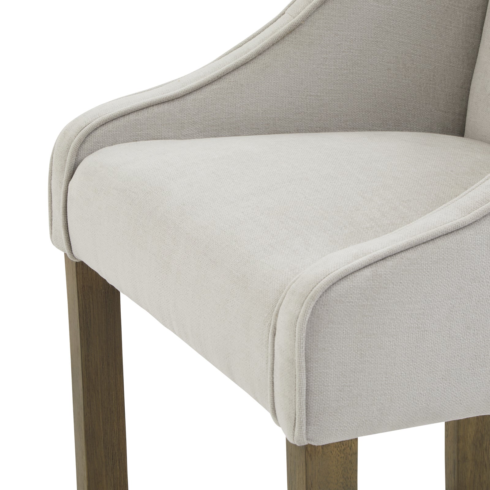 Hill Interiors Epsom grey barstool showing the seat cushion thickness and overall proportions
