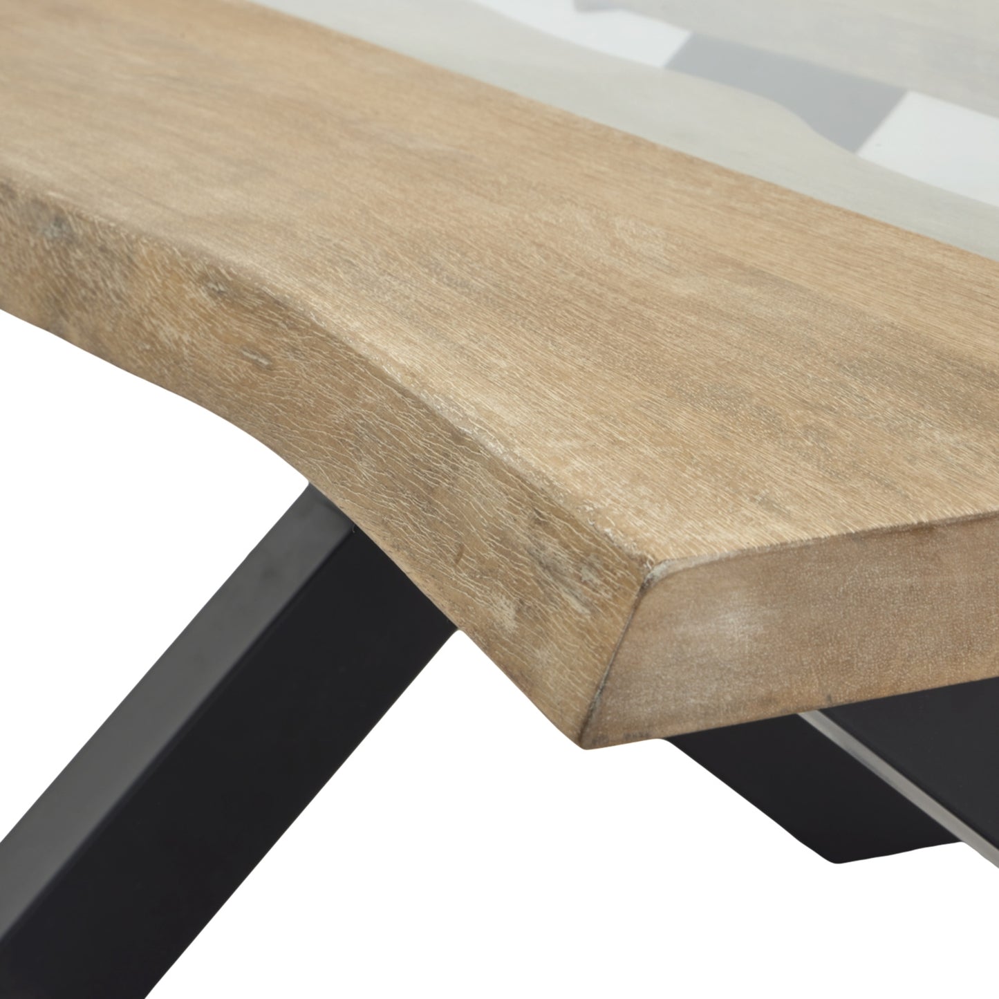 Hill Interiors Live Edge coffee table in a modern living room with natural lighting and contemporary décor