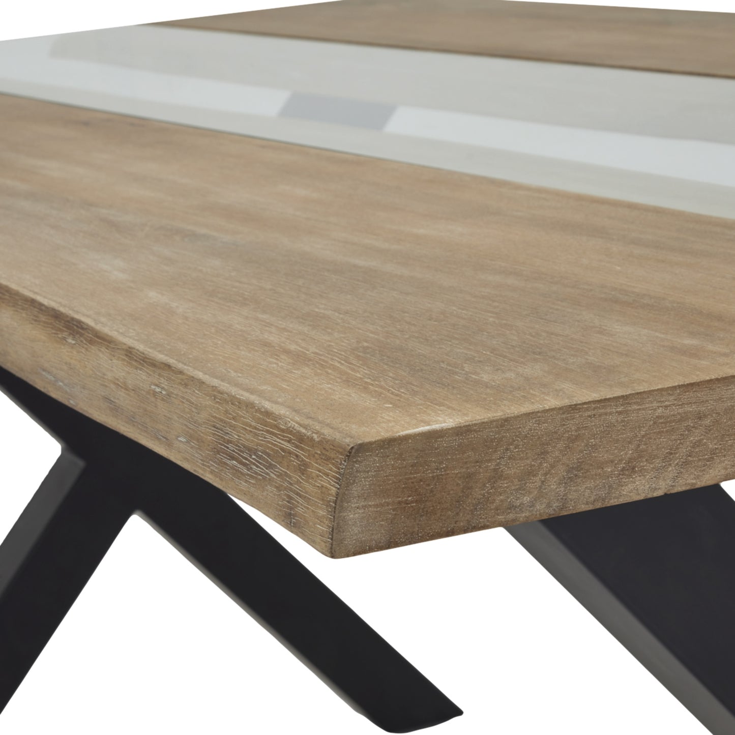 Hill Interiors Live Edge dining table from above showing the full river resin inlay and live edge profile