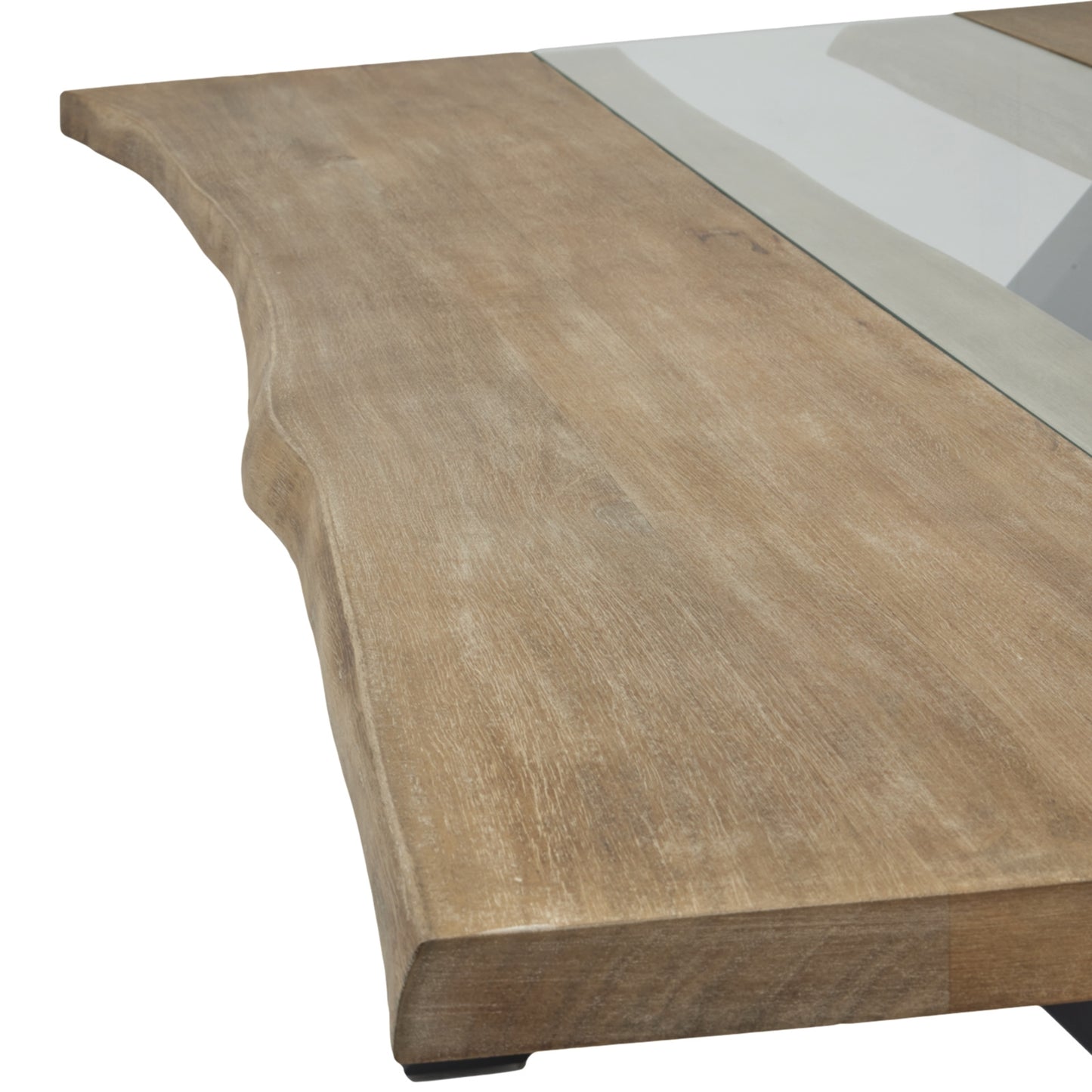 Hill Interiors Live Edge table showing the black metal base and sturdy construction