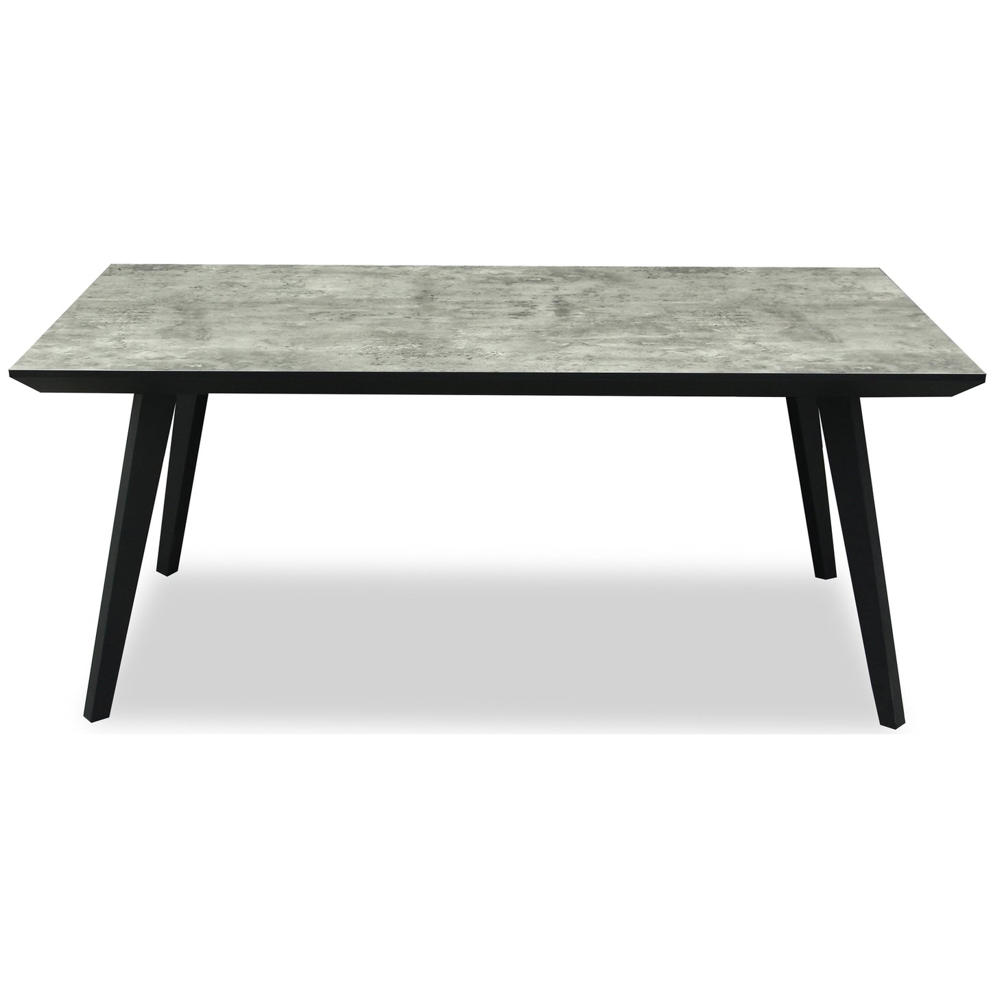 	Hill Interiors Nivara rectangular dining table with wooden top and black base, placed in a modern dining setting